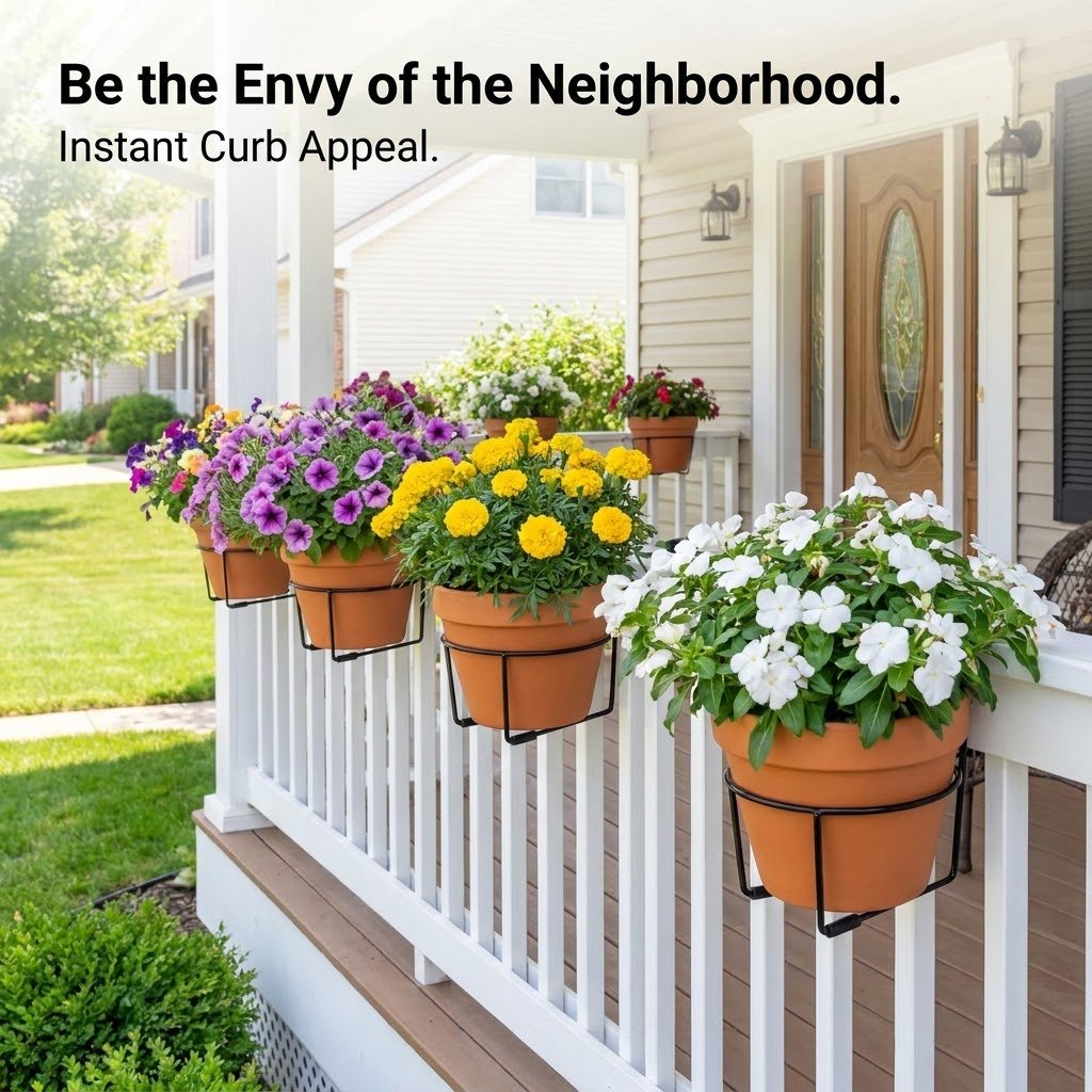 🌸🧺Tool-Free Balcony & Railing Plant Hanger.✨